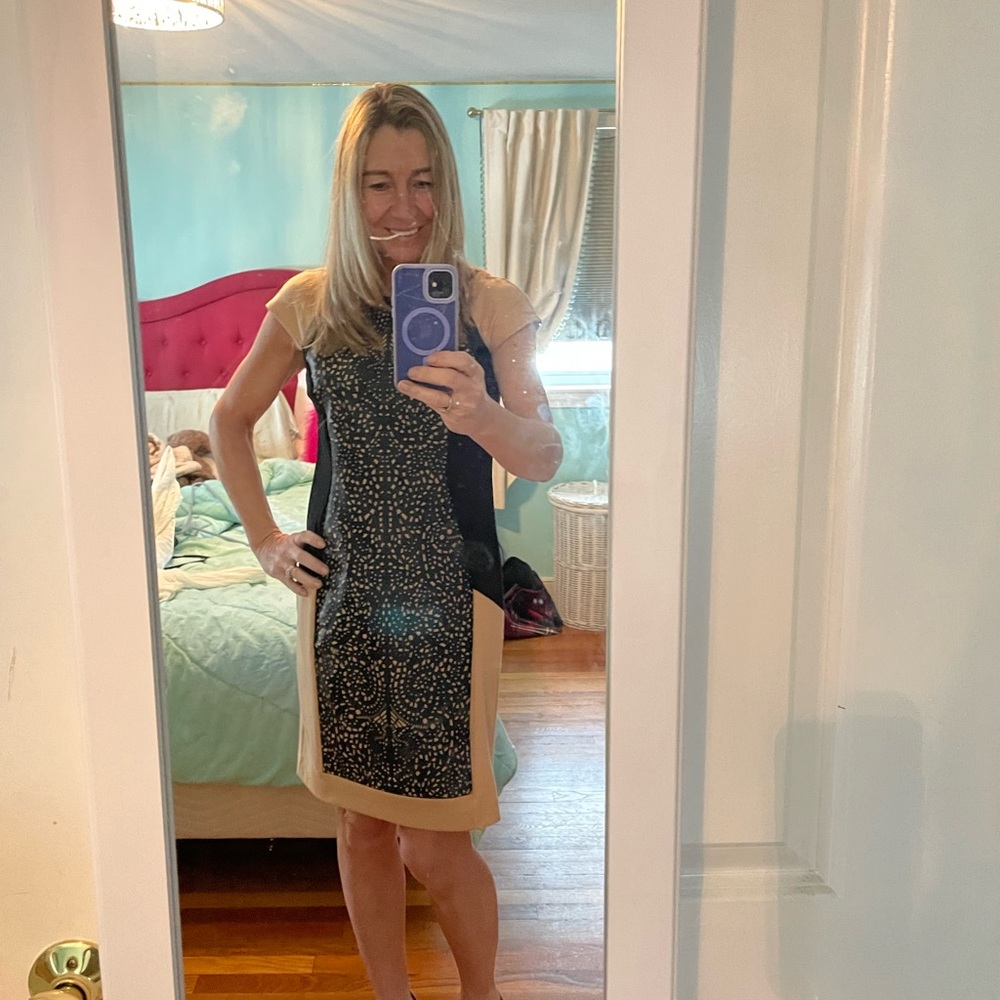 Elegant Black and Tan Dress